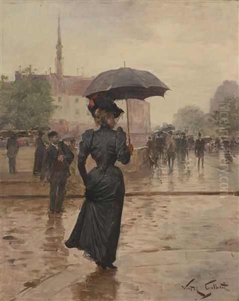 Elegante Sur Les Quais De Seine Oil Painting by Victor Gabriel Gilbert