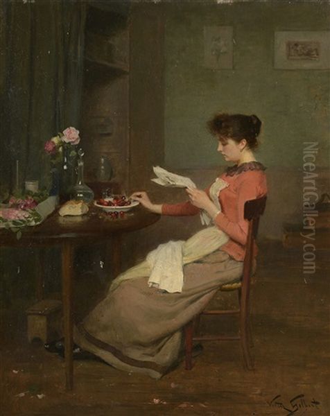 Jeune Femme Mangeant Des Cerises by Victor Gabriel Gilbert