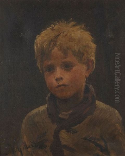 Portrait De Jeune Garcon Blond Oil Painting by Victor Gabriel Gilbert