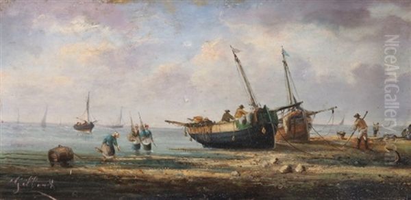 Meereskuste Mit Fischern Und Fischerboot Oil Painting by Victor Gabriel Gilbert