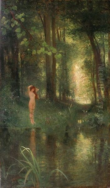 Baigneuse Dans La Foret, Effet De Soleil Oil Painting by Victor Gabriel Gilbert