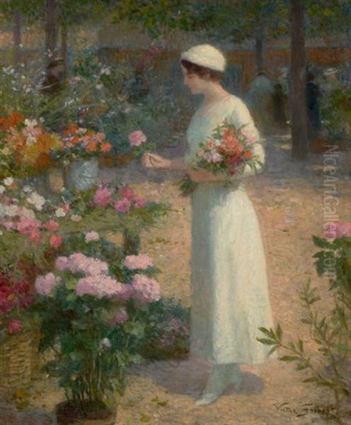 Le Marche Aux Fleurs Oil Painting by Victor Gabriel Gilbert