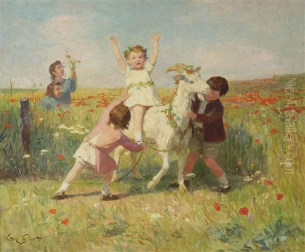 Playing Children Oil Painting by Victor Gabriel Gilbert