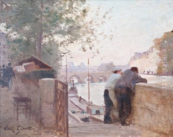 Quai De Seine, Paris Oil Painting by Victor Gabriel Gilbert