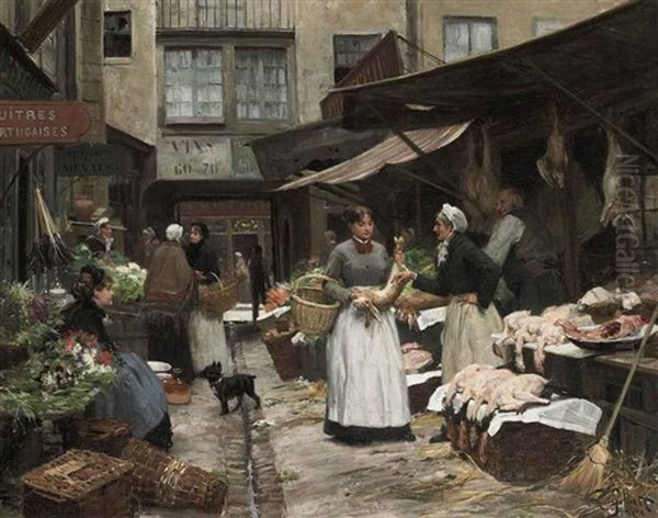 Market Day Oil Painting by Victor Gabriel Gilbert