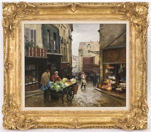 Mouffetard Street, Paris Oil Painting by Victor Gabriel Gilbert