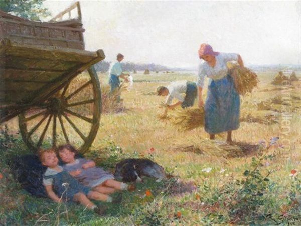 Harvest Scene Oil Painting by Victor Gabriel Gilbert