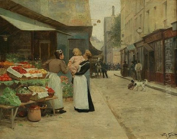 The Flower Shop Oil Painting by Victor Gabriel Gilbert