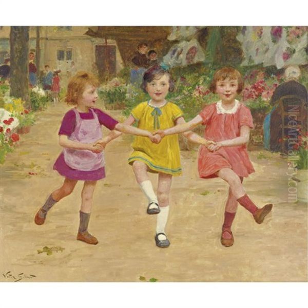 Three Friends Oil Painting by Victor Gabriel Gilbert