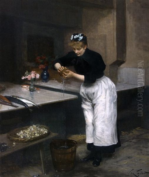 La Jeune Marchande Au Bouquet Oil Painting by Victor Gabriel Gilbert