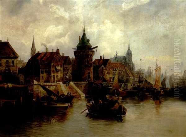 Vue D'amsterdam Oil Painting by Victor Gabriel Gilbert