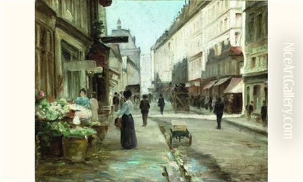 Scene De Rue A Paris Oil Painting by Victor Gabriel Gilbert