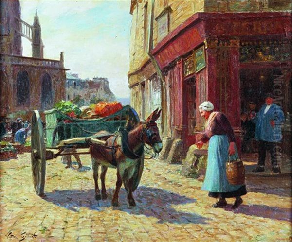 Scene De Marche Pres De L'eglise Saint-jacques A Dieppe Oil Painting by Victor Gabriel Gilbert