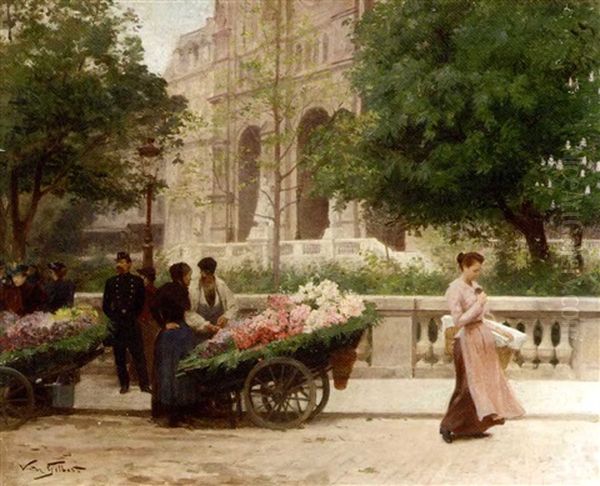 Place De La Trinite Oil Painting by Victor Gabriel Gilbert