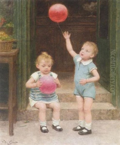 Enfants Aux Ballons Oil Painting by Victor Gabriel Gilbert