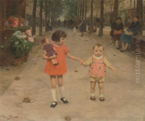 First Steps Oil Painting by Victor Gabriel Gilbert