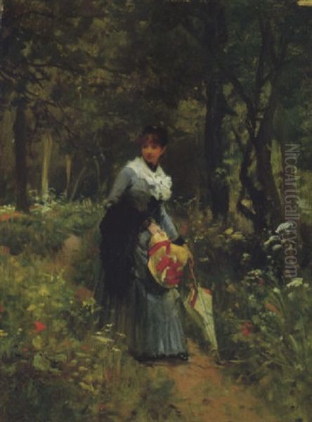 Elegante Dans La Foret Oil Painting by Victor Gabriel Gilbert