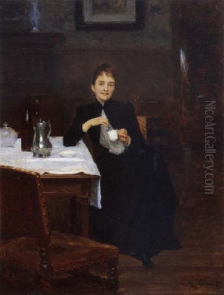 La Tasse De The Oil Painting by Victor Gabriel Gilbert