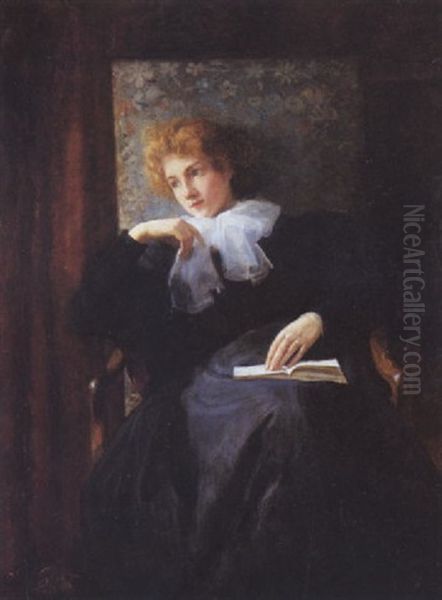 Reverie Pendant La Lecture Oil Painting by Victor Gabriel Gilbert