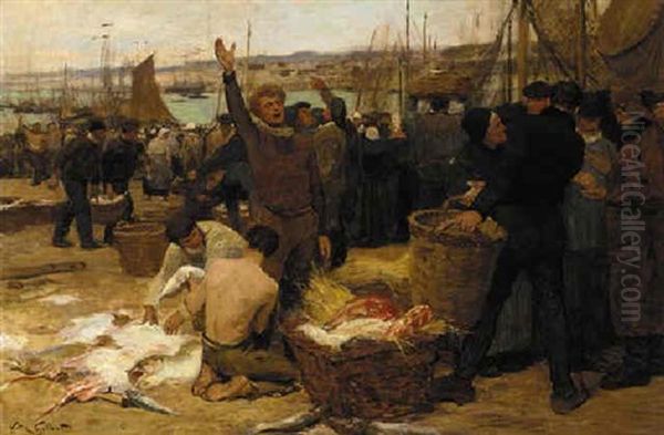 The Catch Oil Painting by Victor Gabriel Gilbert