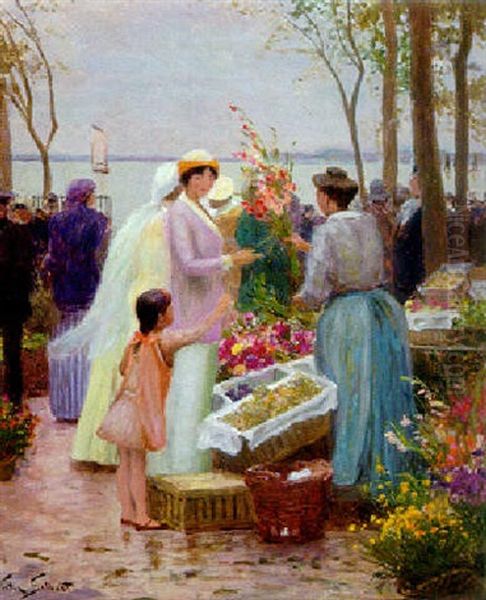 The Flower Seller Of Crotoy Oil Painting by Victor Gabriel Gilbert