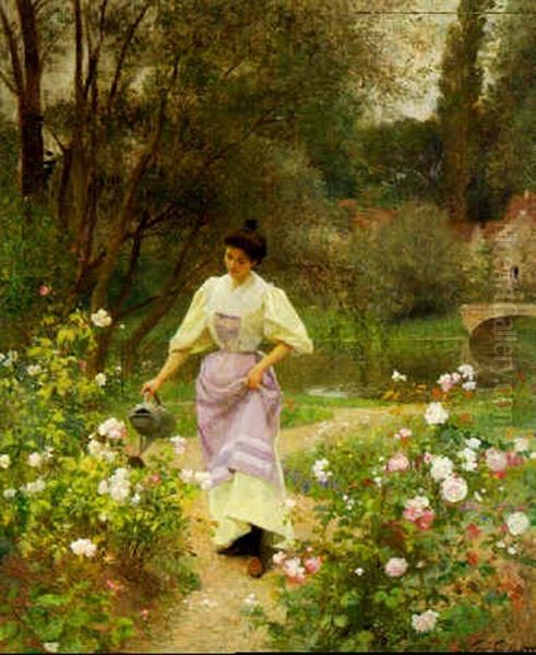 Arrosant Le Jardin Oil Painting by Victor Gabriel Gilbert