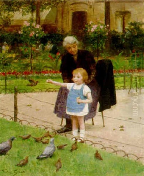 Feeding The Birds by Victor Gabriel Gilbert