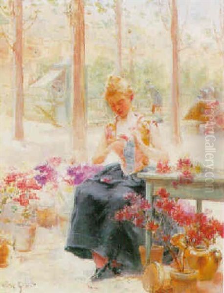 La Belle Fleuriste Oil Painting by Victor Gabriel Gilbert