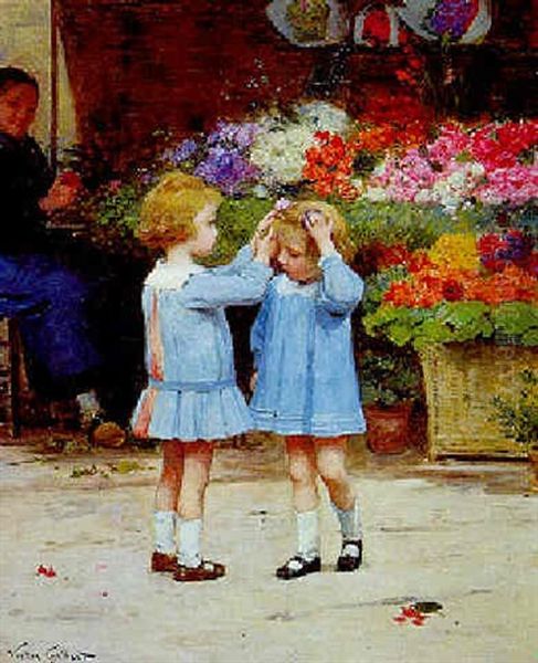 Les Petites Coquettes Oil Painting by Victor Gabriel Gilbert