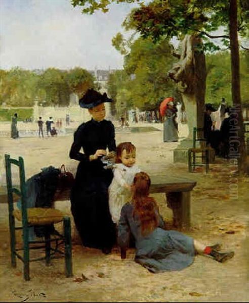 Paris, Le Jardin Du Luxembourg Oil Painting by Victor Gabriel Gilbert