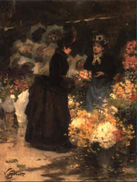 The Flower Vendor Oil Painting by Victor Gabriel Gilbert