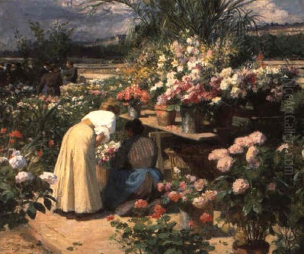 La Marche Aux Fleurs Oil Painting by Victor Gabriel Gilbert