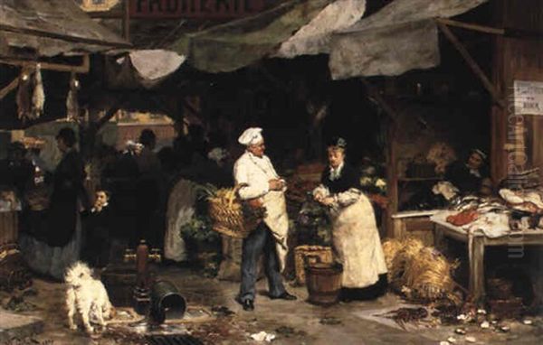 At The Marketplace Oil Painting by Victor Gabriel Gilbert