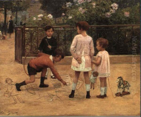 Legende Born I En Parisisk Park Oil Painting by Victor Gabriel Gilbert