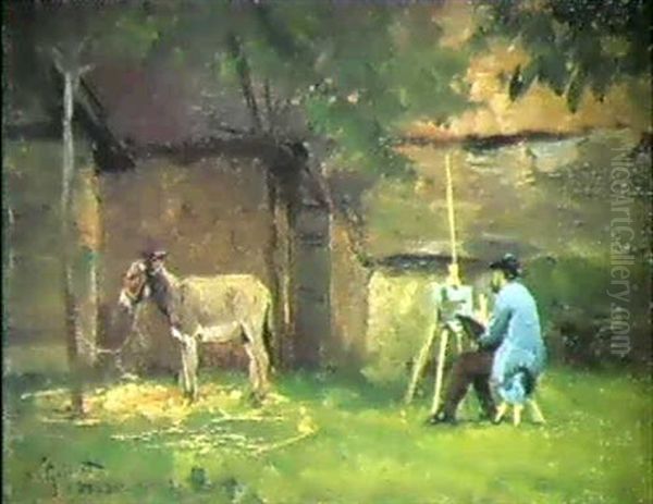 Der Maler Ernest Hareux Vor Seiner Stafflei Oil Painting by Victor Gabriel Gilbert