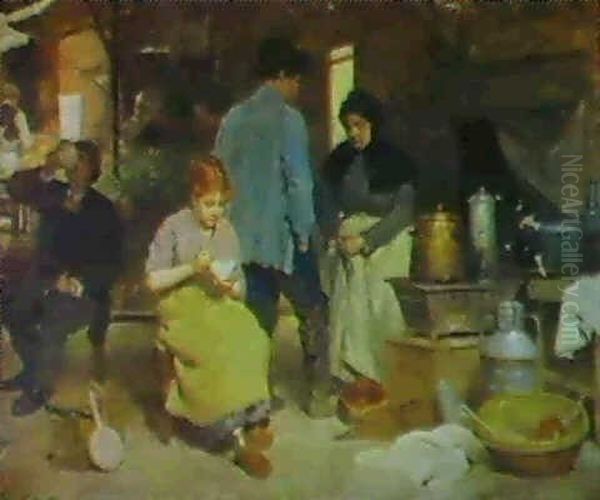 L'entree Du Cabaret, La Vendeuse De Soupe Oil Painting by Victor Gabriel Gilbert