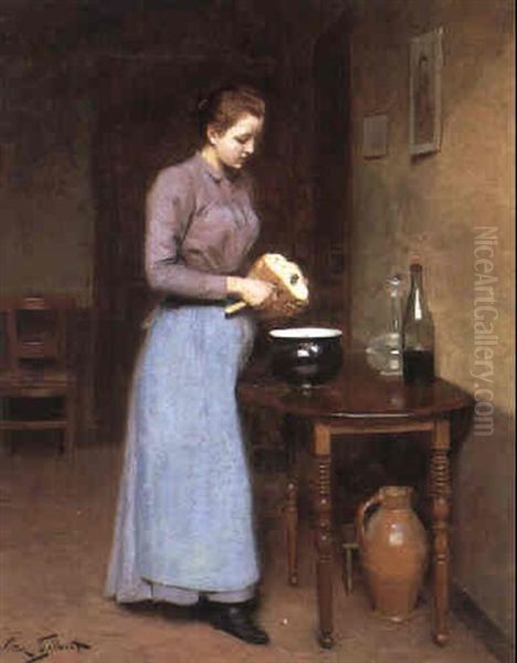 Cutting The Bread Oil Painting by Victor Gabriel Gilbert