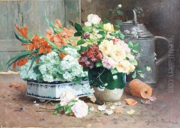 Composition De Fleurs Oil Painting by Charles Gilbert-Martin