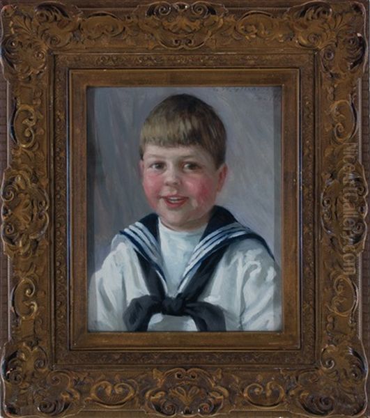 Portrait Of Judge Edward Thaxter Gignoux As A Young Boy Oil Painting by William Wallace Gilchrist