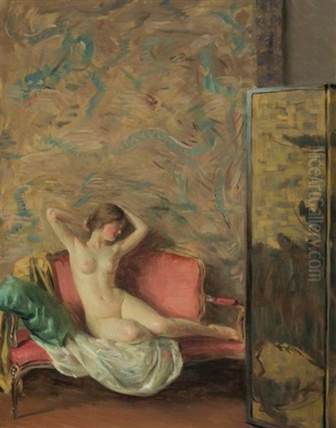 The Pink Settee Oil Painting by William Wallace Gilchrist