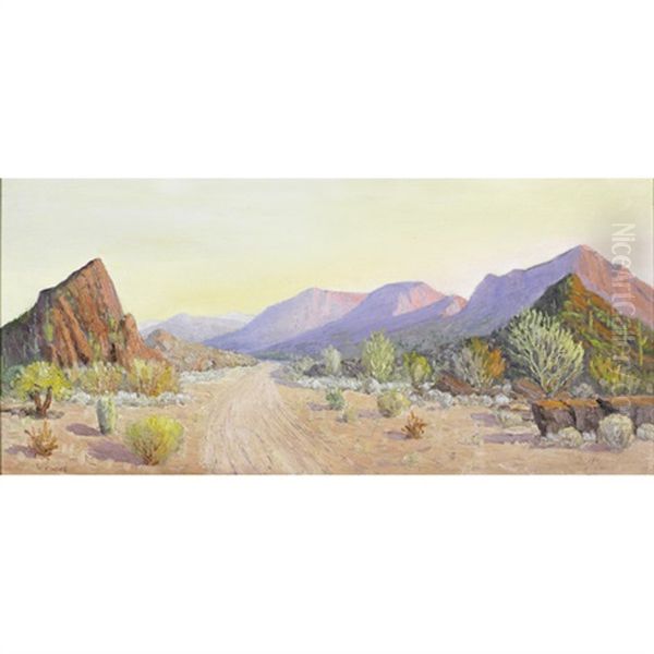 A Western Desert Landscape Oil Painting by Robert Fletcher Gilder