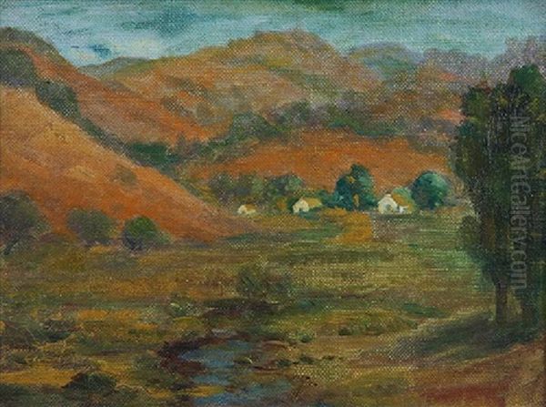 Landscape Of Hills With Three Houses Oil Painting by Selden Connor Gile