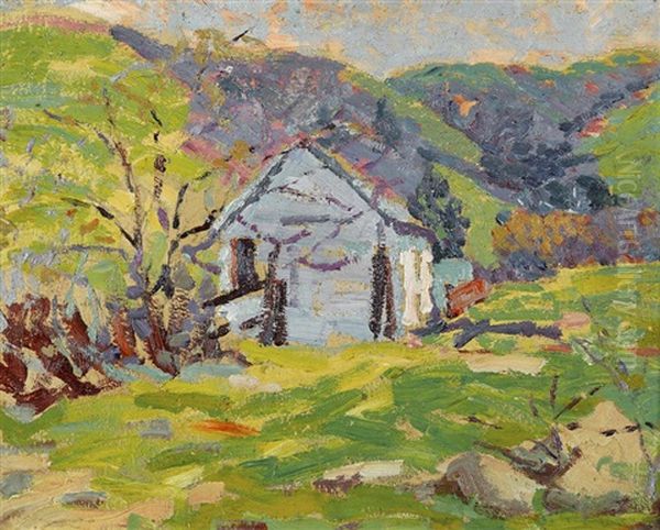 Untitled (landscape With Blue Barn) Oil Painting by Selden Connor Gile