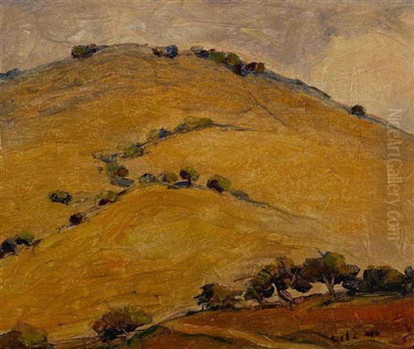 Golden Hill; Tiburon Harbor View (double-sided) Oil Painting by Selden Connor Gile