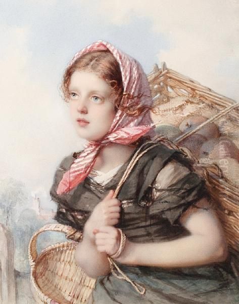 Portrait Of Young Peasant Girl Oil Painting by Guido Bach