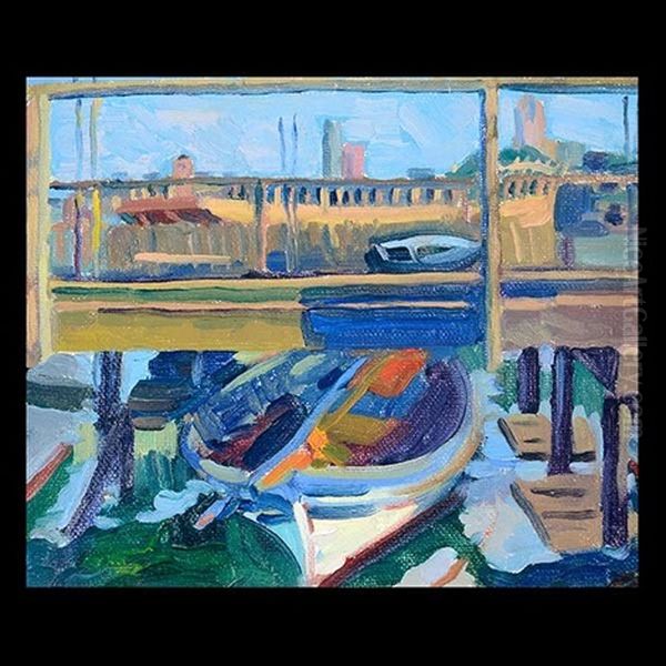 Moored Boats, Fisherman's Wharf Oil Painting by Selden Connor Gile