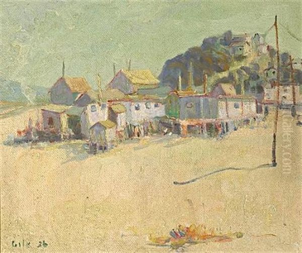 Homes Of Tiburon With Corinthian Island In The Distance Oil Painting by Selden Connor Gile