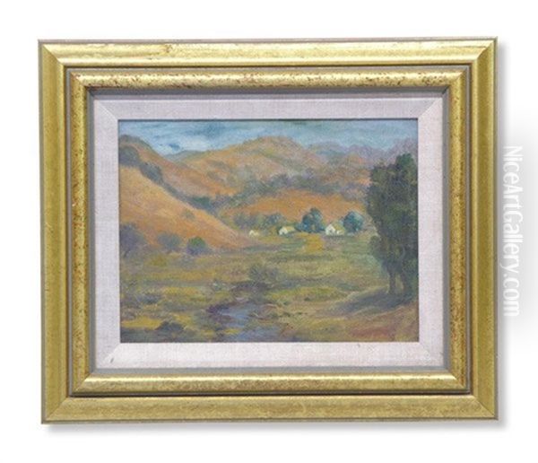 Landscape Of Hill With Houses Oil Painting by Selden Connor Gile