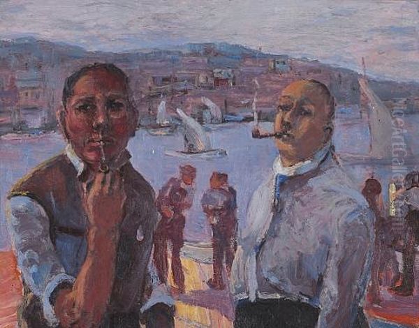 Italian Fishermen, Monterey Oil Painting by Selden Connor Gile