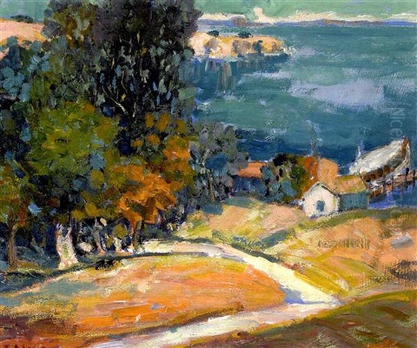 Orange Hills And Oaks Oil Painting by Selden Connor Gile